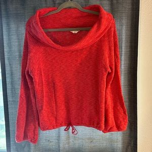 Wide neck, Drawstring red top